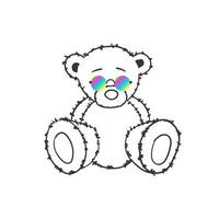 urso na moda. ursinho de rabiscos. ilustração de estilo de moda. urso desenhado à mão com óculos de sol. ilustração vetorial vetor