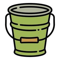 ícone de balde de aço de jardinagem, estilo de estrutura de tópicos vetor