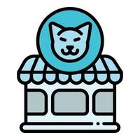 ícone da loja de gatos de estimação, estilo de estrutura de tópicos vetor