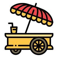 ícone de guarda-chuva de carrinho de comida, estilo de estrutura de tópicos vetor