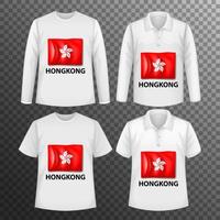 conjunto de camisas masculinas com bandeira de hong kong vetor