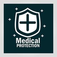 banner de proteção médica com pictograma de escudo vetor