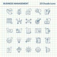 gerenciamento de negócios 25 ícones de doodle conjunto de ícones de negócios desenhados à mão vetor