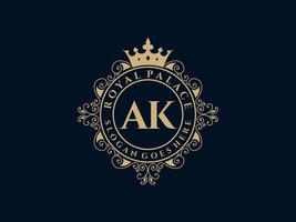 carta ak antigo logotipo vitoriano de luxo real com moldura ornamental. vetor