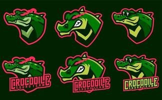 conjunto de mascote de crocodilo vetor