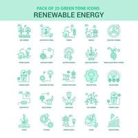 conjunto de ícones de 25 energias renováveis verdes vetor