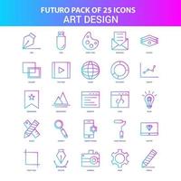 25 pacote de ícones de design de arte futuro azul e rosa vetor