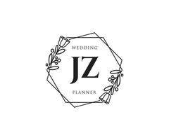 logotipo feminino jz inicial. utilizável para logotipos de natureza, salão, spa, cosméticos e beleza. elemento de modelo de design de logotipo de vetor plana.