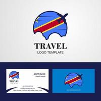 logotipo da bandeira de comores de viagem e design de cartão de visita vetor