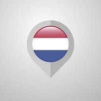 ponteiro de navegação de mapa com vetor de design de bandeira holandesa