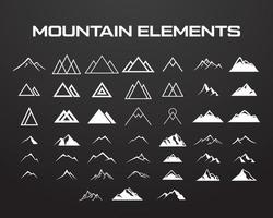 conjunto de montanha isolado no fundo preto. ilustração vetorial eps 10 vetor