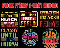 t-shirt com citações de sexta-feira negra design bundel. o melhor design de t-shirt de sexta-feira negra vetor