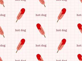 padrão perfeito de personagem de desenho animado de cachorro-quente em fundo vermelho vetor