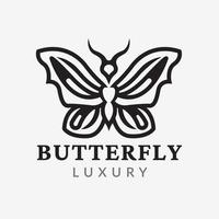 ícone de modelo de logotipo de borboleta de contorno minimalista vetor