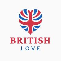 design de modelo de logotipo de amor britânico vetor