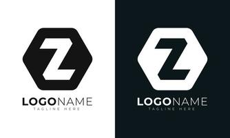 modelo de design de vetor de logotipo de letra inicial z. com formato hexagonal. estilo poligonal.