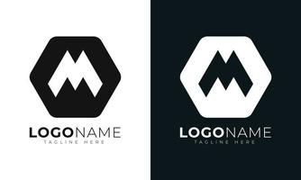 modelo de design de vetor de logotipo de letra inicial m. com formato hexagonal. estilo poligonal.