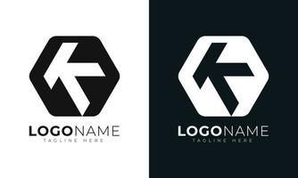 modelo de design de vetor de logotipo de letra inicial k. com formato hexagonal. estilo poligonal.