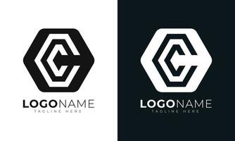 modelo de design de vetor de logotipo de letra inicial c. com formato hexagonal. estilo poligonal.