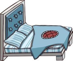 ilustração de cor azul de contorno de cama dormindo