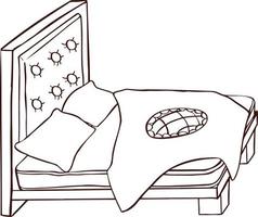 cama para esboço de sono monocromático vetor