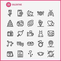 conjunto de ícones de linha dos namorados para infográficos kit uxui móvel e design de impressão incluem disco de cd amor valentine romântico mão amor valentine conjunto de ícones vetor