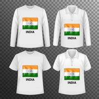 conjunto de diferentes camisas masculinas com tela da bandeira da Índia vetor