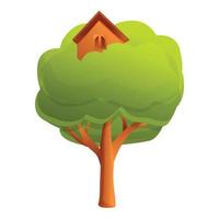 ícone da casa na árvore de madeira, estilo cartoon vetor