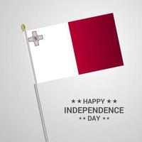 design tipográfico do dia da independência de malta com vetor de bandeira