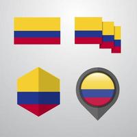 vetor de conjunto de design de bandeira da colômbia