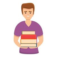 estudante com ícone de livros, estilo cartoon vetor