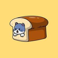 ilustração de ícones vetoriais de desenhos animados de pão de gato bonito. conceito de desenho animado plano. adequado para qualquer projeto criativo. vetor