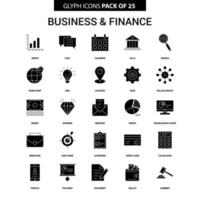 conjunto de ícones vetoriais de glifos de negócios e finanças vetor