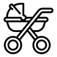 ícone de carrinho de bebê familiar, estilo de estrutura de tópicos vetor