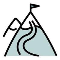 ícone de resort de esqui de montanha, estilo de estrutura de tópicos vetor