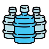 ícone de garrafas de água mais frias vazias, estilo de estrutura de tópicos vetor