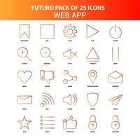 conjunto de ícones de aplicativo da web futuro 25 laranja vetor