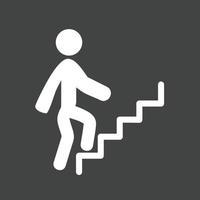 pessoa subindo escadas glifo ícone invertido vetor