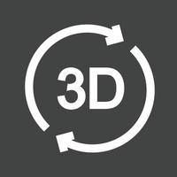 ícone invertido de glifo de rotação 3D vetor