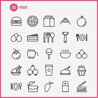 ícones de linha de alimentos definidos para kit de uxui móvel de infográficos e design de impressão incluem pimenta picante bolo de pimenta coleção de refeição de comida doce logotipo infográfico moderno e vetor de pictograma