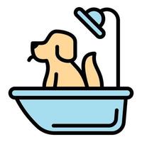 ícone de cachorro em casa de estimação, estilo de estrutura de tópicos vetor