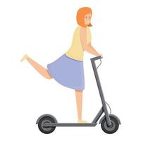 garota no ícone de scooter elétrico de saia, estilo cartoon vetor