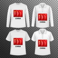 conjunto de diferentes camisas masculinas com bandeira da China