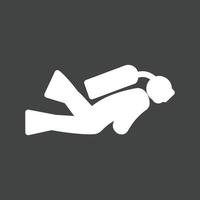 ícone invertido de glifo de mergulhador vetor
