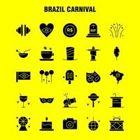 pacote de ícones de glifo sólido de carnaval do brasil para designers e desenvolvedores ícones de xícara de chá café tablet moeda moeda dinheiro canhão vetor