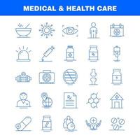 ícone de linha de cuidados médicos e de saúde para impressão na web e kit uxui móvel, como teste de pesquisa de olho médico, vetor de pacote de pictograma de hospital de medicina médica