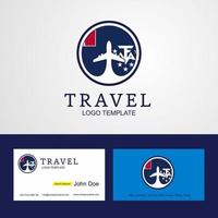 viajar para as terras francesas do sul e da antártica círculo criativo logotipo da bandeira e design de cartão de visita vetor