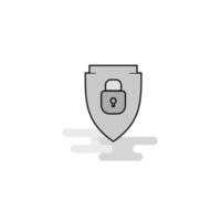 linha plana de ícone da web de escudo protegido vetor de ícone cinza preenchido