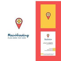 logotipo criativo de localização hospitalar e vetor de design vertical de cartão de visita
