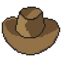 pixel art de chapéu de cowboy em fundo branco vetor